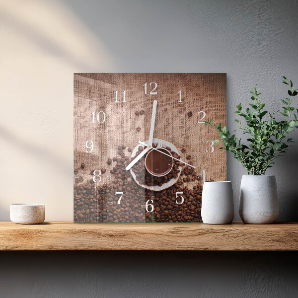 Reloj cuadrado Granos de café