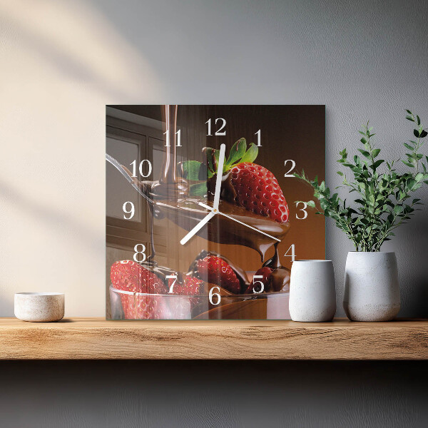 Reloj cuadrado Fresas con chocolate