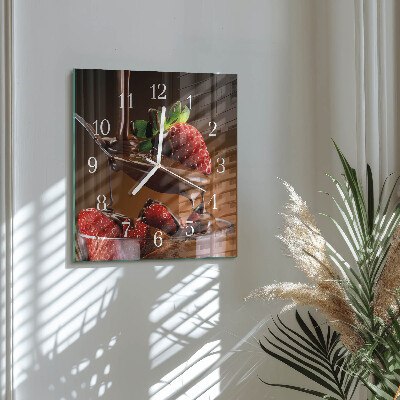Reloj cuadrado Fresas con chocolate