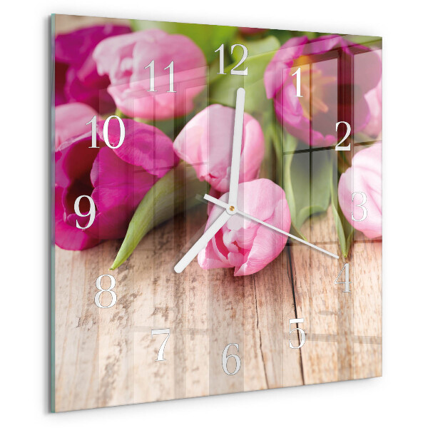 Reloj cuadrado tulipanes