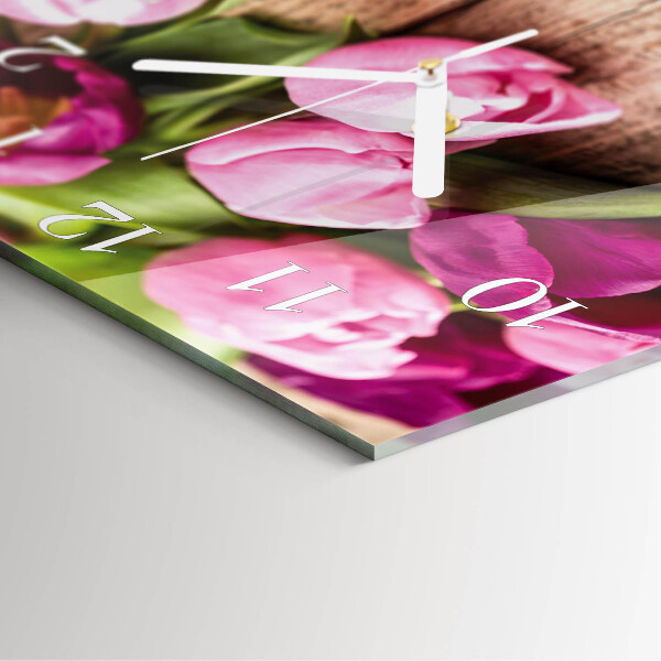 Reloj cuadrado tulipanes