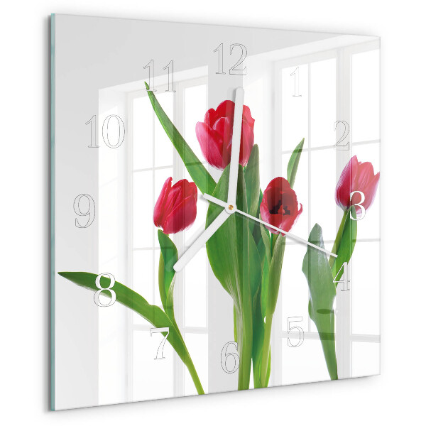 Reloj cuadrado tulipanes
