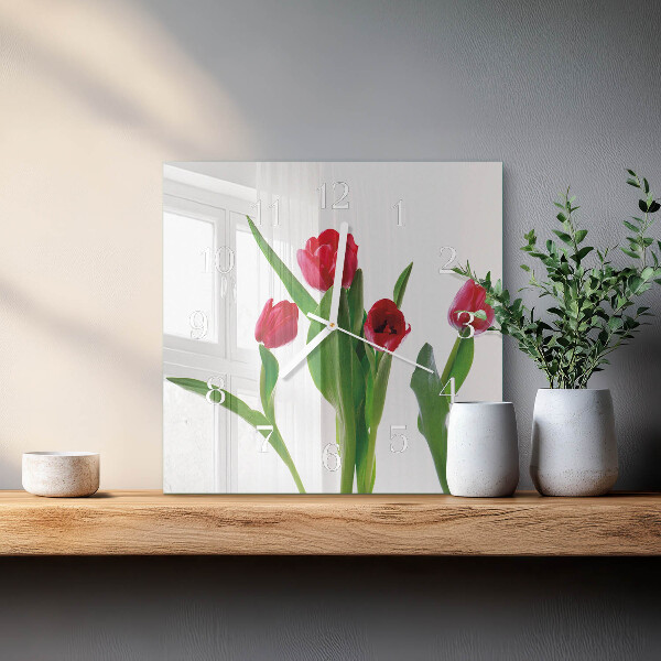 Reloj cuadrado tulipanes