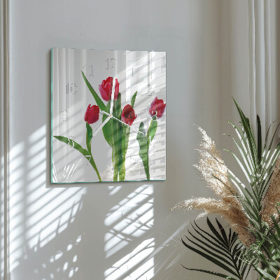 Reloj cuadrado tulipanes