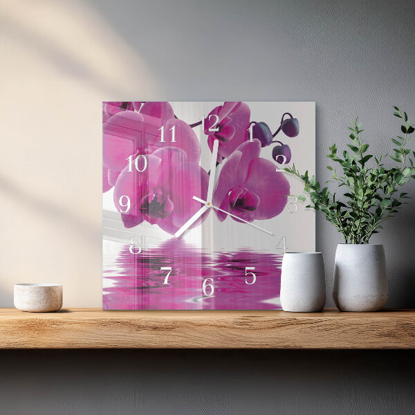 Reloj cuadrado Orquídea