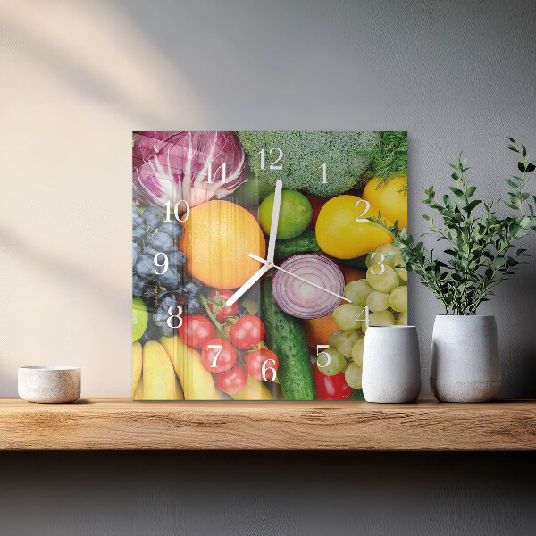 Reloj cuadrado Frutas y verduras