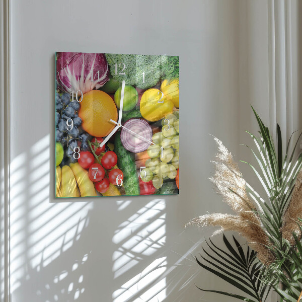 Reloj cuadrado Frutas y verduras