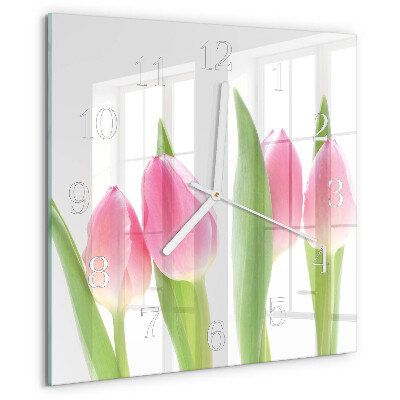 Reloj cuadrado tulipanes
