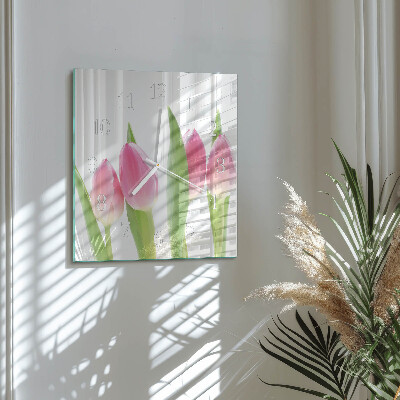 Reloj cuadrado tulipanes