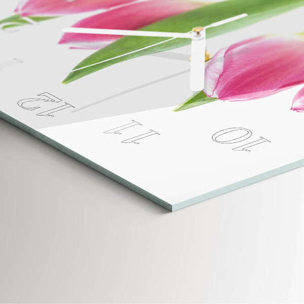 Reloj cuadrado tulipanes