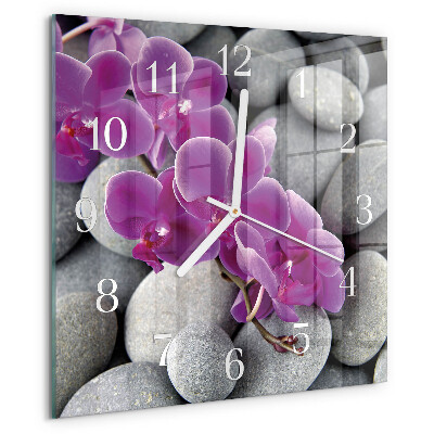 Reloj cuadrado Piedras de orquídeas