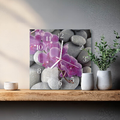 Reloj cuadrado Piedras de orquídeas