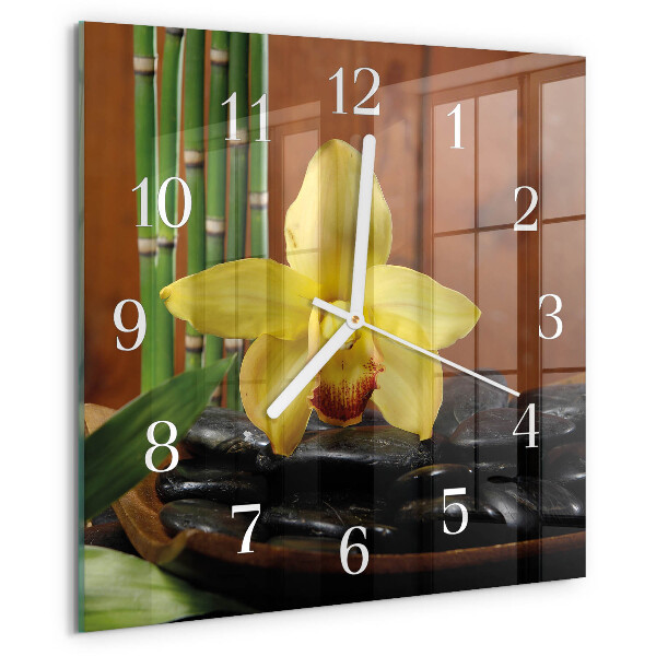 Reloj cuadrado Orquídea de bambú