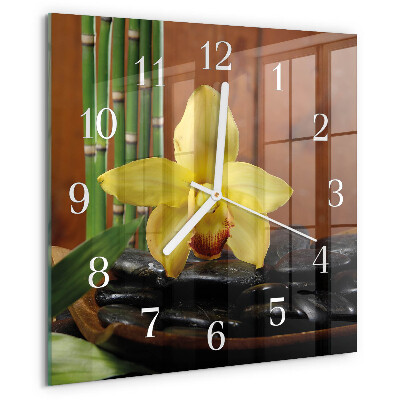 Reloj cuadrado Orquídea de bambú