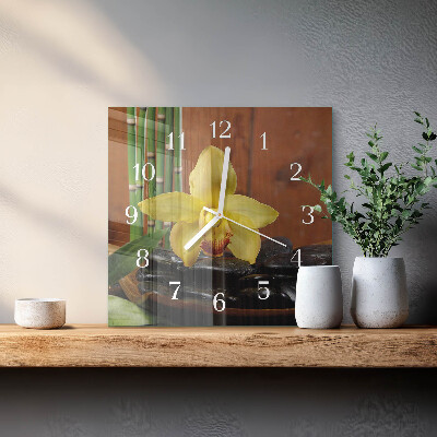 Reloj cuadrado Orquídea de bambú