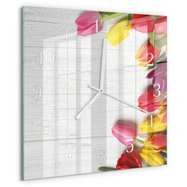 Reloj cuadrado tulipanes