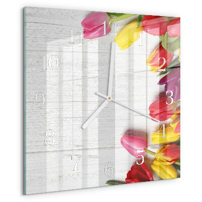 Reloj cuadrado tulipanes