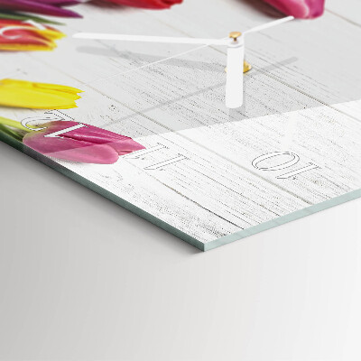 Reloj cuadrado tulipanes
