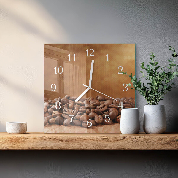 Reloj cuadrado Granos de café
