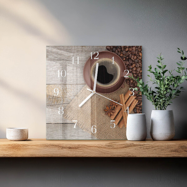 Reloj cuadrado Granos de café