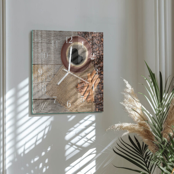 Reloj cuadrado Granos de café