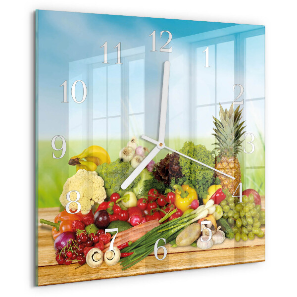 Reloj cuadrado Verduras Frutas