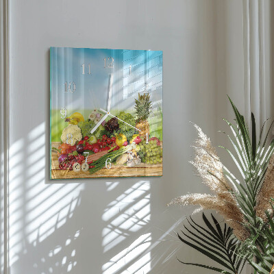 Reloj cuadrado Verduras Frutas