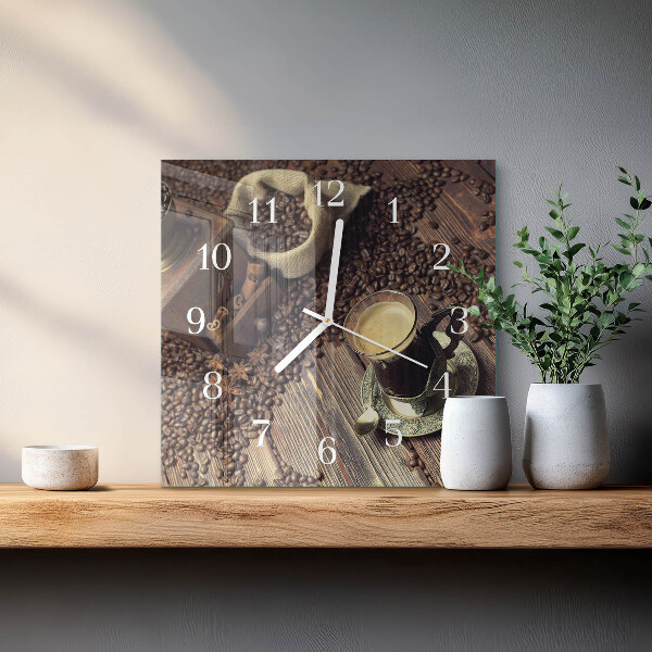 Reloj cuadrado Café