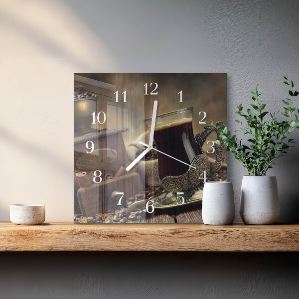 Reloj cuadrado Café