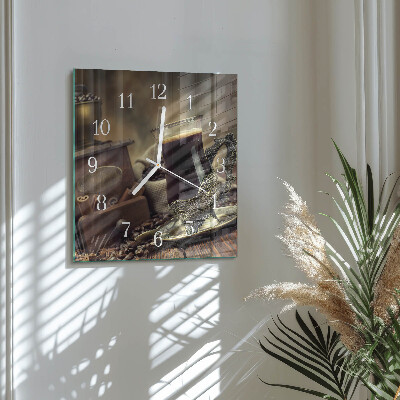 Reloj cuadrado Café