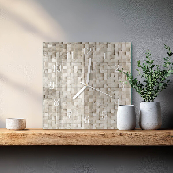 Reloj cuadrado Mosaico de madera