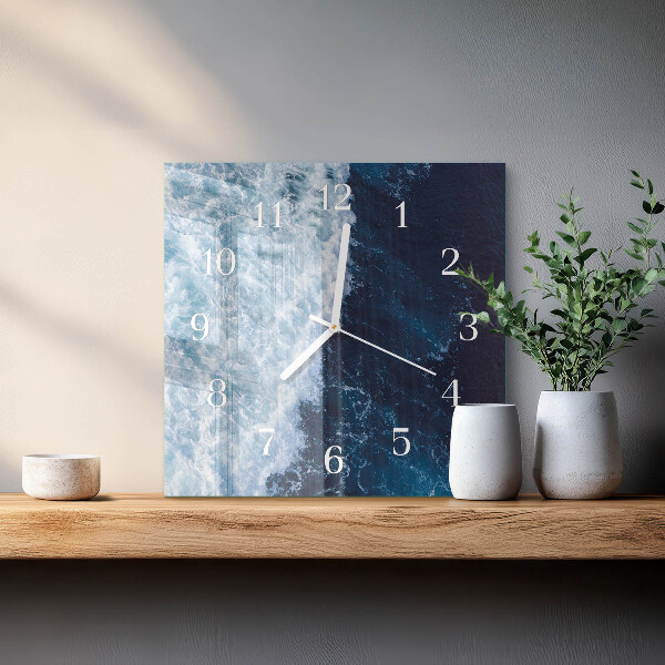 Reloj cuadrado olas del océano
