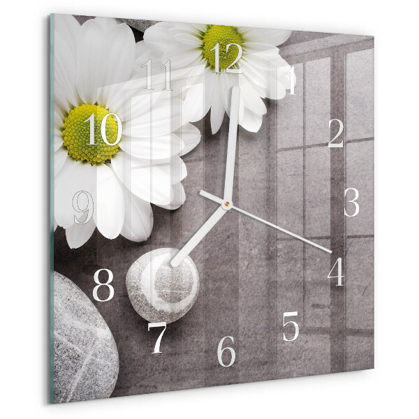 Reloj cuadrado Flores y piedras