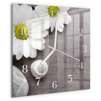 Reloj cuadrado Flores y piedras