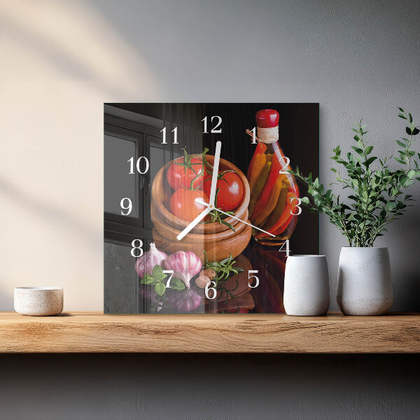Reloj cuadrado Tomates y ajo