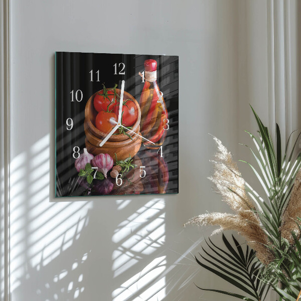 Reloj cuadrado Tomates y ajo