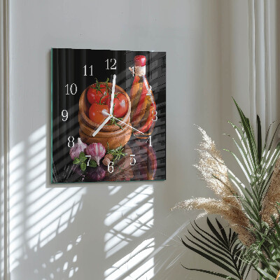 Reloj cuadrado Tomates y ajo