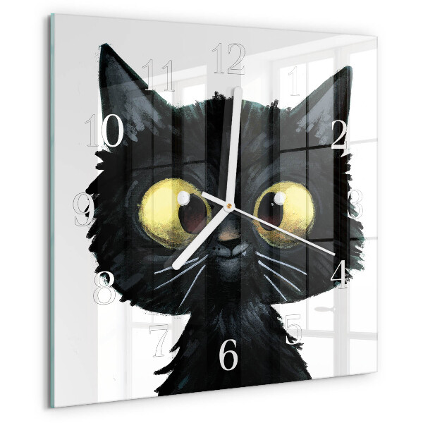 Reloj cuadrado gato negro