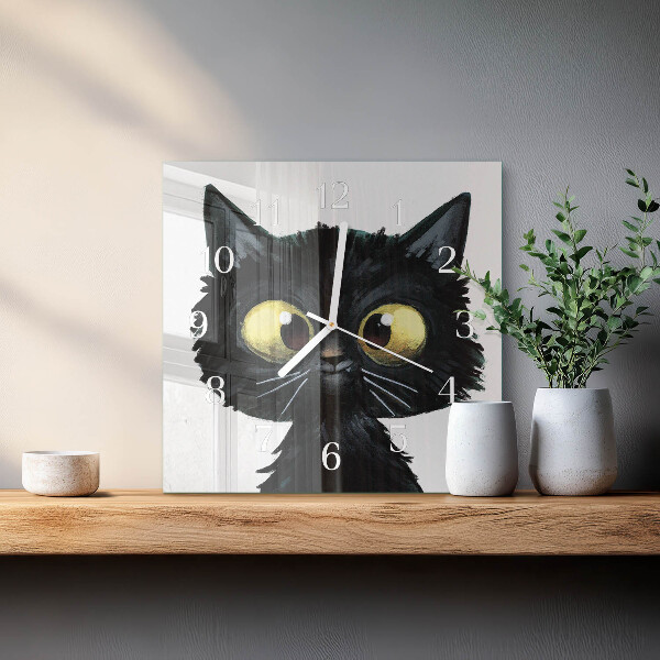 Reloj cuadrado gato negro