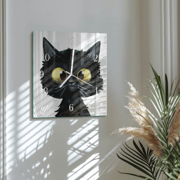 Reloj cuadrado gato negro