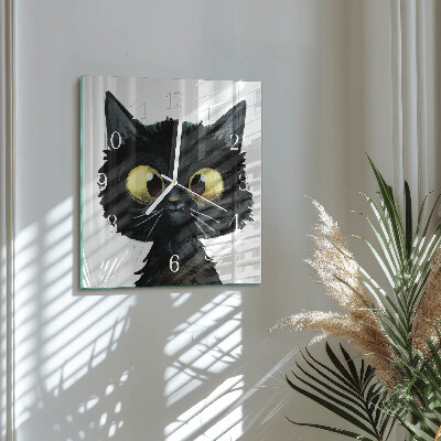 Reloj cuadrado gato negro