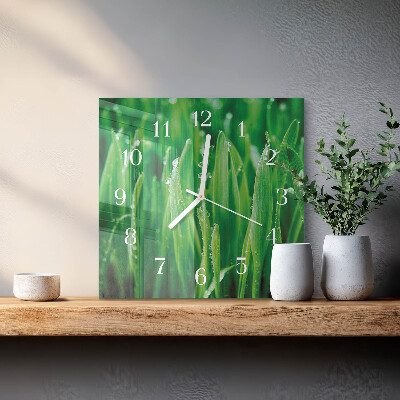 Reloj cuadrado Hierba verde