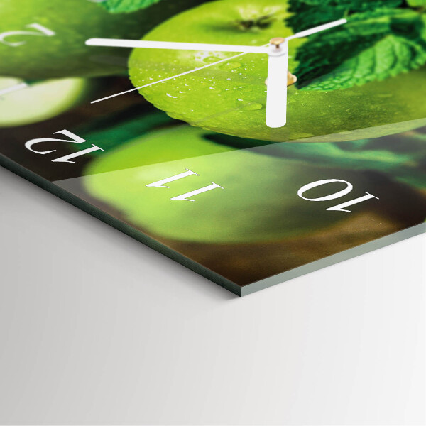 Reloj cuadrado manzanas verdes