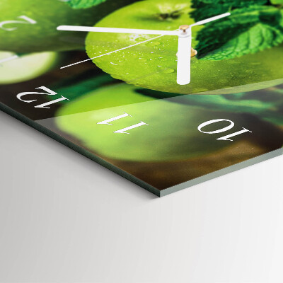 Reloj cuadrado manzanas verdes