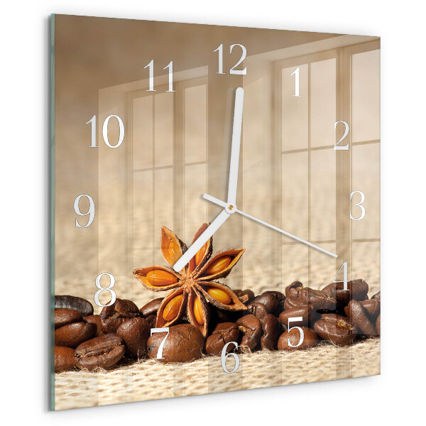 Reloj cuadrado Granos de café