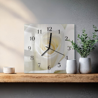Reloj de vidrio Rosa blanca