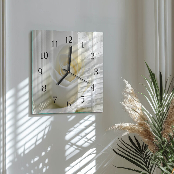 Reloj de vidrio Rosa blanca