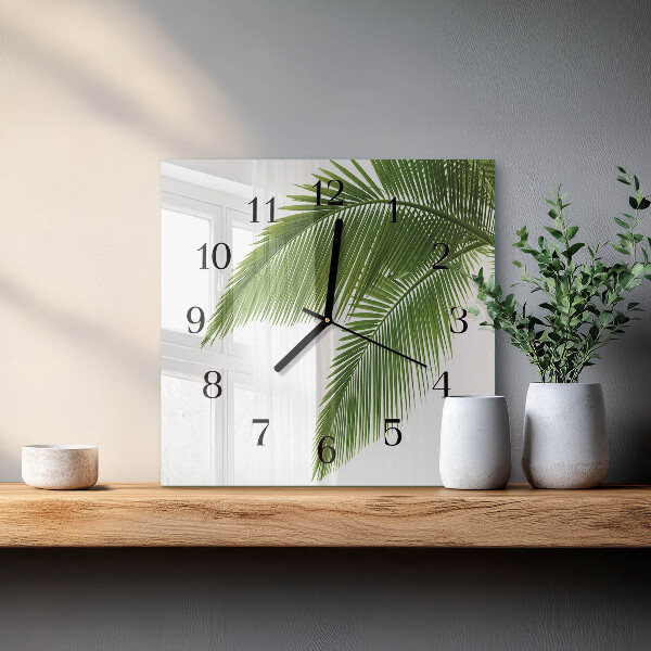 Reloj de vidrio hojas de palma