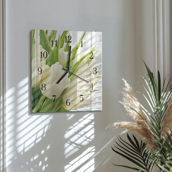 Reloj de vidrio tulipanes