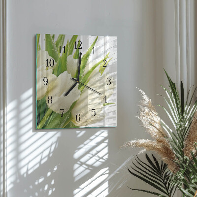 Reloj de vidrio tulipanes